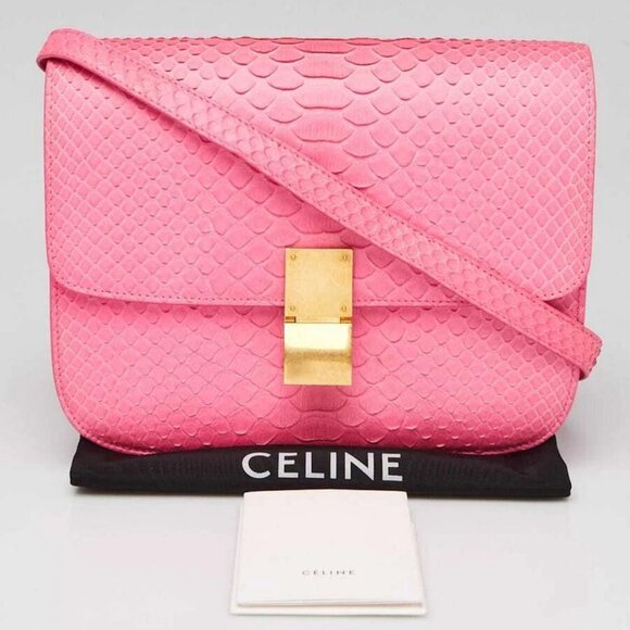 Celine Pink Python Medium Classic Box Flap Bag - Picture 11 of 11